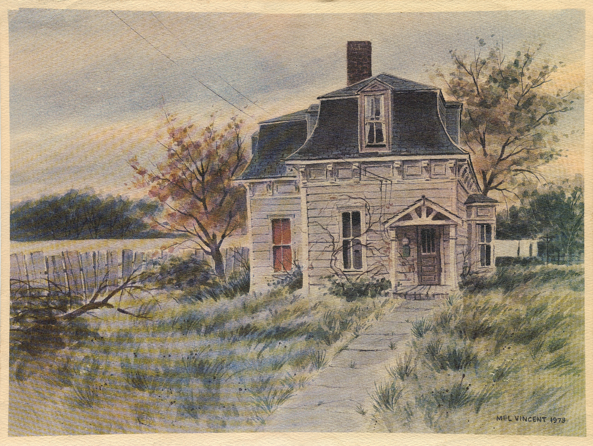 Color artwork of the Monroe house